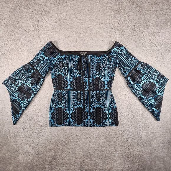 VENUS Tops - Venus Lace Off Shoulder Top Women S Blue Black Y2K Witchy Whimsygoth Peasant